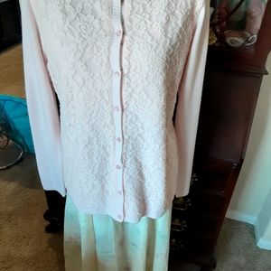 NWT, NOVEAU, PINK Button Front,  Acrylic Cardigan, Size L